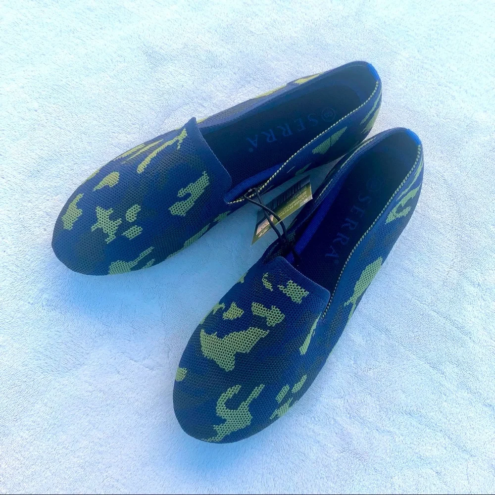 Recycled Camo Shoes Print Flats Size 8 NWT blue green - Picture 1 of 8